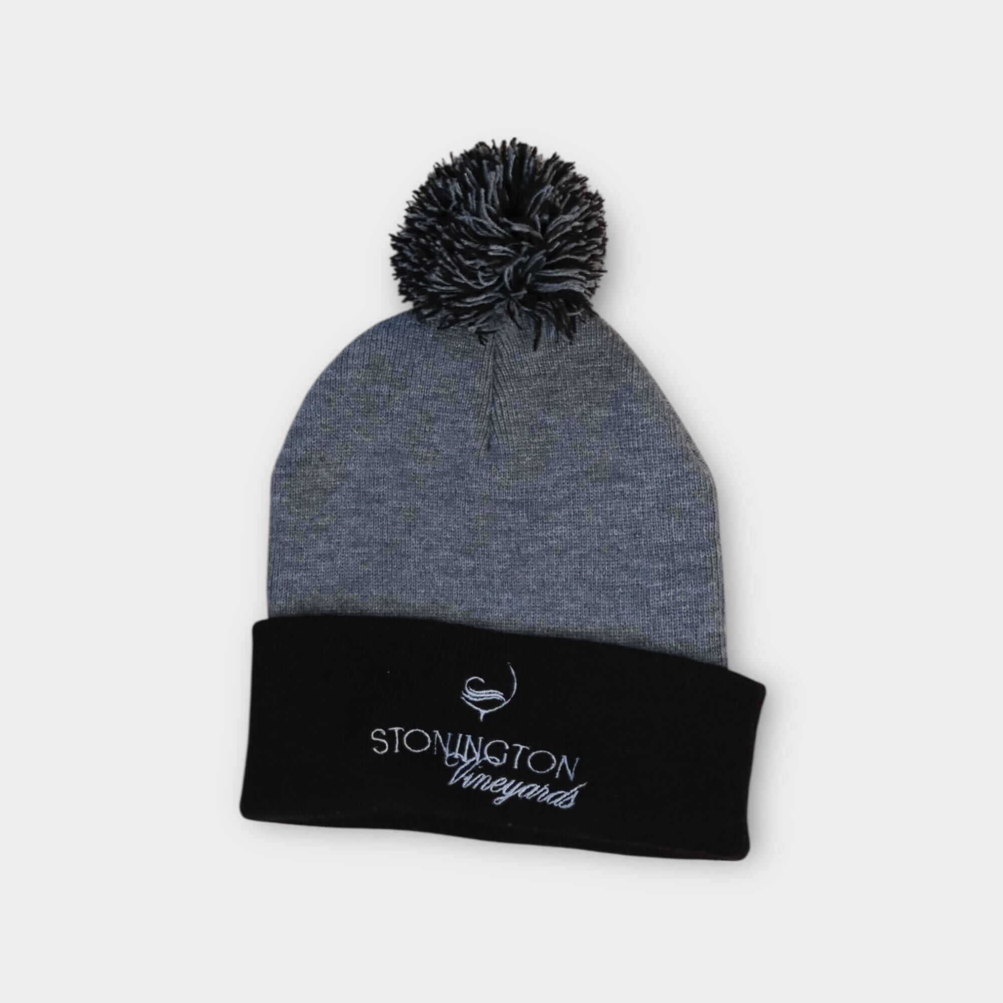 Black & Grey Pompom hat