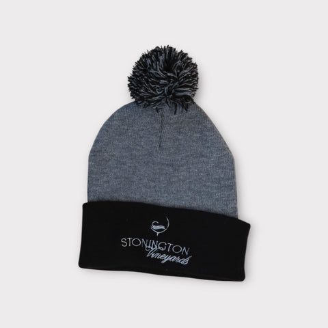 Black & Grey Pompom hat